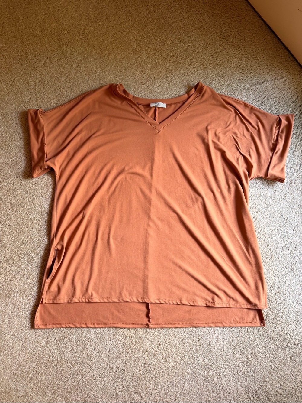 Women’s Zenana Relaxed V-Neck Women's Top in Terracotta
